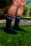 TOM OF FINLAND CALF HIGH SOCKS BLACK LOGO