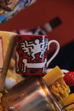 KEITH HARING PORCELAIN MUG "WHITE on red"