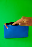 COMME DES GARÇONS SUPER FLUO GREEN / BLUE ZIP POUCH WALLET