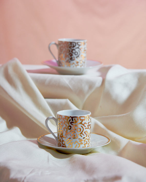 Keith Haring Porcelain Espresso Set Gold Pattern