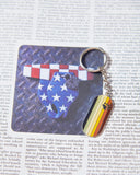 METAL BEAR FLAG KEY CHAIN