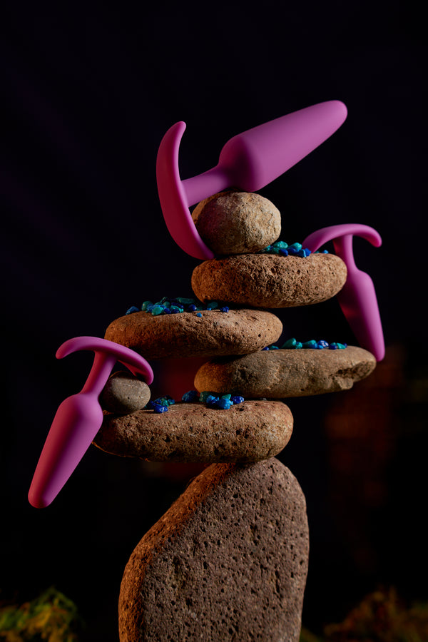 Rump Rockers 3 Piece Silicone Anal Plug Set - Purple