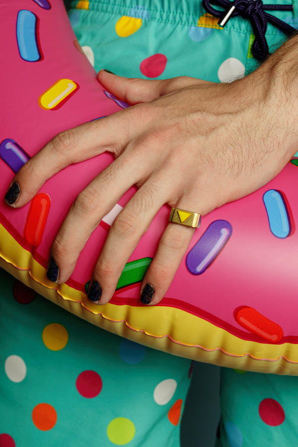 Yellow Triangle Ring Gold by Jonathan Johnson