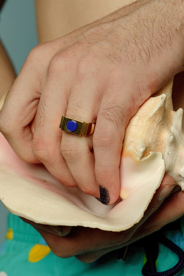 Blue Circle Ring Gold by Jonathan Johnson