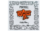 KEITH HARING BAT DEMON PIN - ORANGE