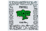 KEITH HARING BAT DEMON PIN - GREEN