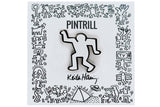 KEITH HARING DANCING MAN PIN - WHITE