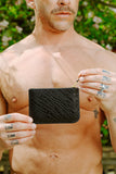 COMME DES GARÇONS EMBOSSED ROOTS POUCH WALLET BLACK