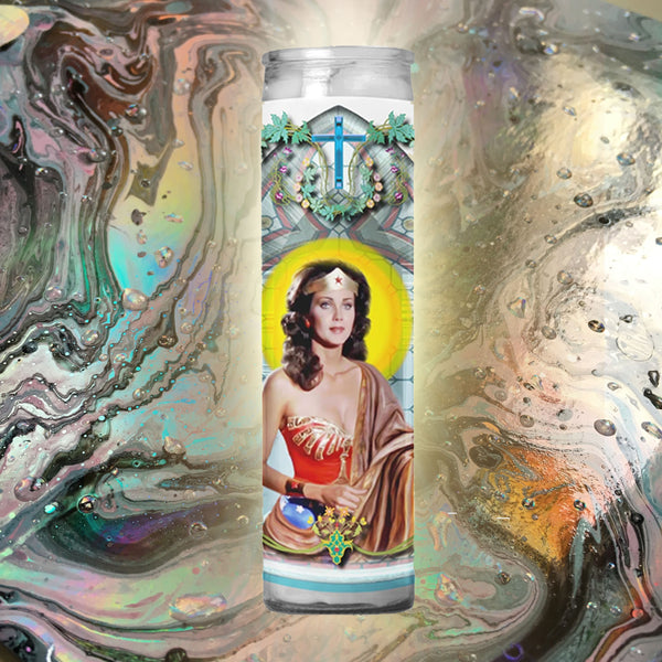 Lynda Carter "Wonder Woman" Celebrity Prayer Candle