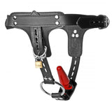 Premium Locking Leather Cock Ring and Anal Plug Harness by Strict Leather