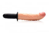 The Curved Dicktator 13 Mode Vibrating Giant Dildo Thruster by Master Series - FLESH