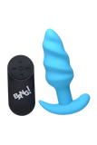 BANG Remote Control 21X Vibrating Silicone Swirl Butt Plug - Blue