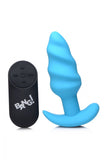 BANG Remote Control 21X Vibrating Silicone Swirl Butt Plug - Blue