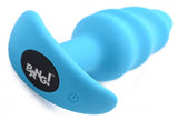 BANG Remote Control 21X Vibrating Silicone Swirl Butt Plug - Blue