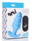 BANG Remote Control 21X Vibrating Silicone Swirl Butt Plug - Blue