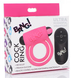BANG Remote Control 28X Vibrating Cock Ring & Bullet - Pink