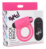 BANG Remote Control 28X Vibrating Cock Ring & Bullet - Pink