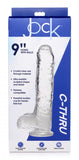 UNCUT Jock C-Thru SLIM Dildo w. Balls - 9 Inch