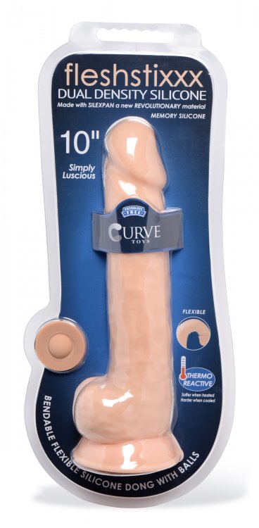 Fleshstixxx 10 Inch Silicone Dildo with Balls - Medium