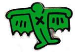 KEITH HARING BAT DEMON PIN - GREEN
