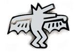 KEITH HARING BAT DOG PIN - WHITE