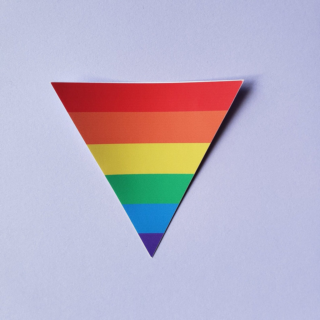 Upside-down Triangle Rainbow Pride Flag Sticker by HOMO AF