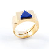 Blue Triangle Ring Gold by Jonathan Johnson