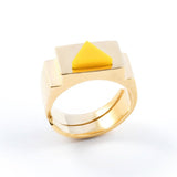 Yellow Triangle Ring Gold by Jonathan Johnson