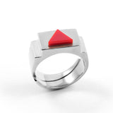 Red Triangle Ring Silver by Jonathan Johnson