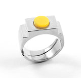 Yellow Circle Ring Silver by Jonathan Johnson