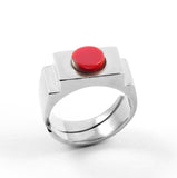 Red Circle Ring Silver by Jonathan Johnson