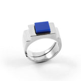 Blue Square Ring Silver by Jonathan Johnson