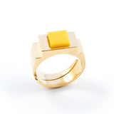 Yellow Square Ring Gold by Jonathan Johnson