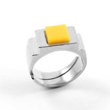 Yellow Square Ring Silver by Jonathan Johnson