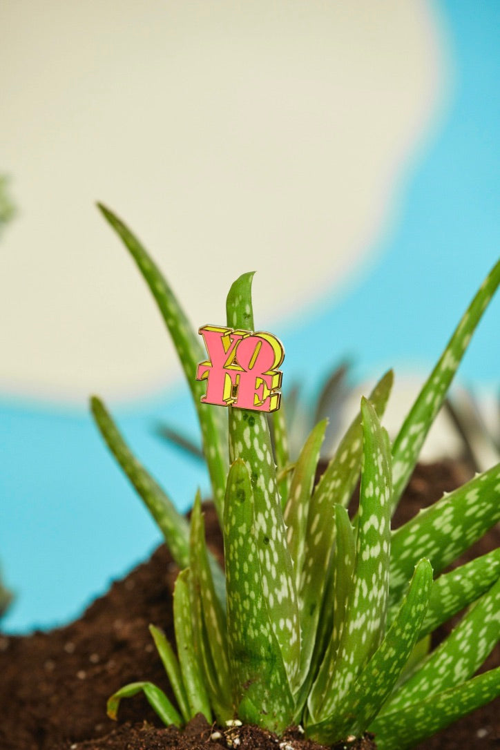 VOTE (Pink & Yellow) Pin By The Found