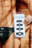 TitanMen Stretch-To-Fit Cock Rings (4 Piece Kit) - Black