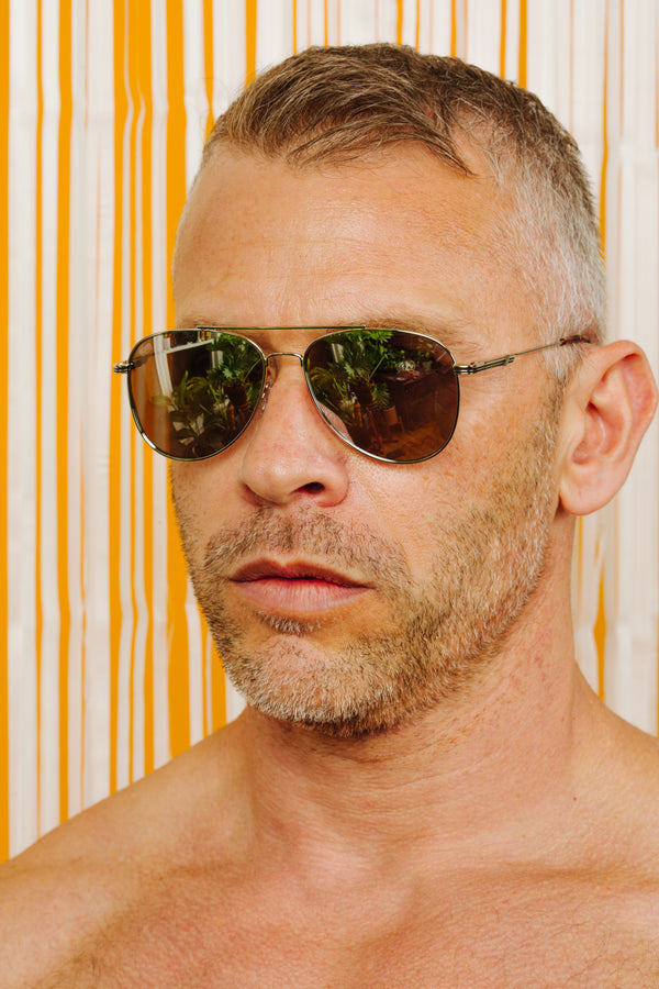 TOM OF FINLAND SUNGLASSES SILVER WITH BLACK LENSES