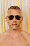 TOM OF FINLAND SUNGLASSES GOLD WITH BLACK LENSES